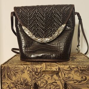 Brighton Dark Brown Crossbody Bag with Silver Accents